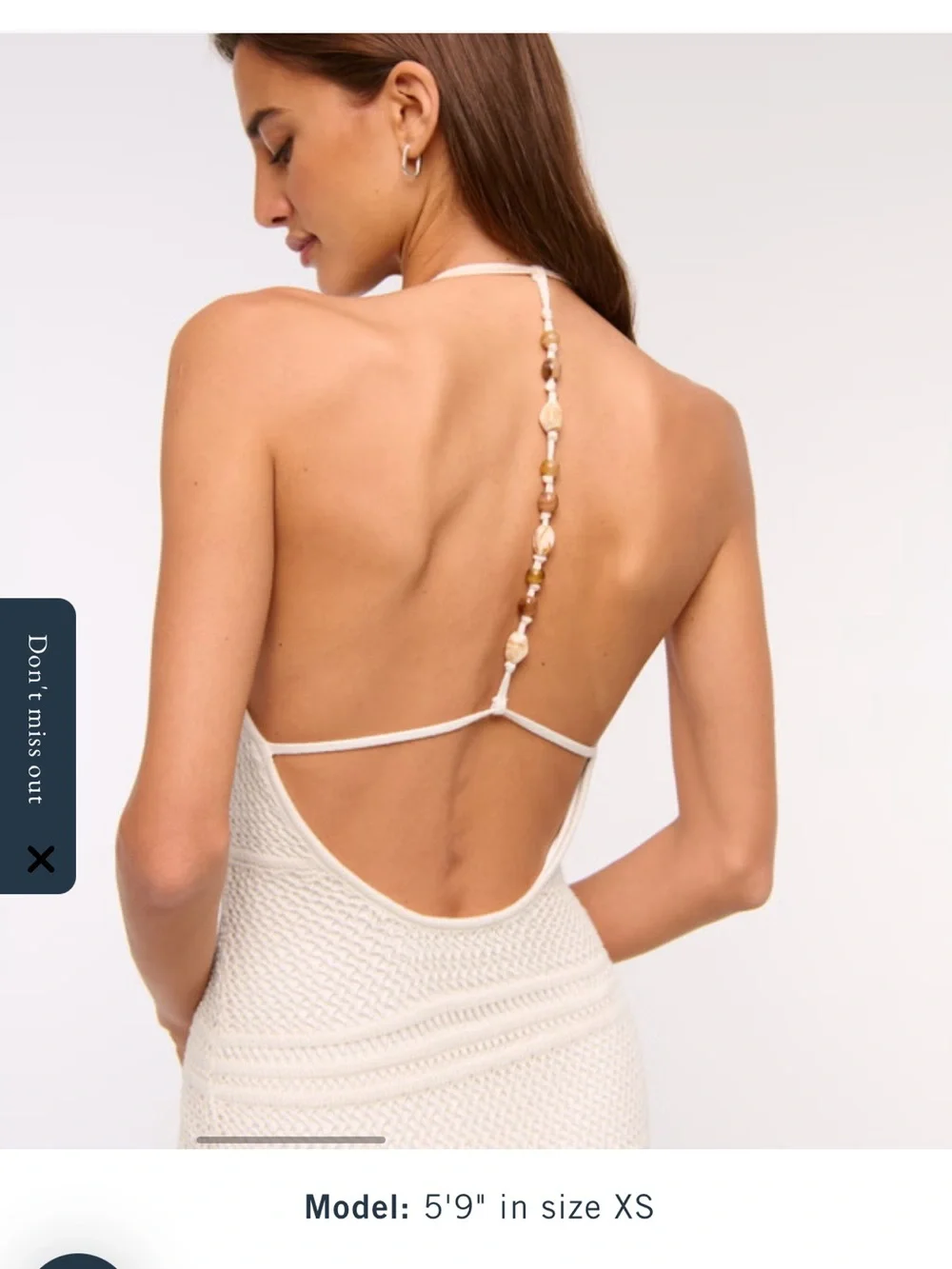 Abercrombie & Fitch Cream Halter Crochet Maxi Dress